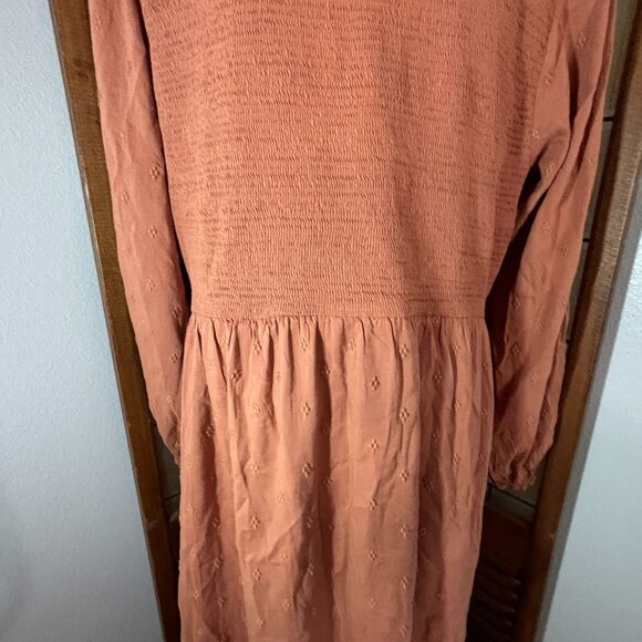 Old Navy Fit & Flare Midi Dress Smocked Clip-Dot Warm Hickory Plus Size XXL - Picture 12 of 15